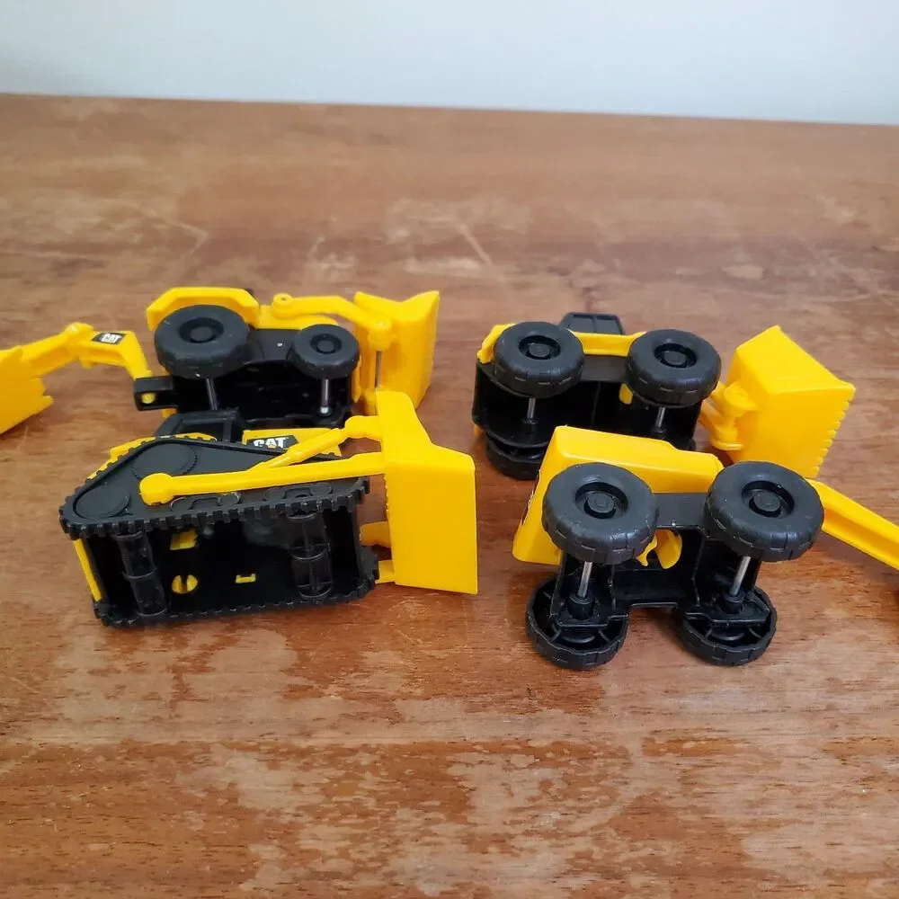 CAT Little Machines Toy Vehicle lot 4 Bulldoser Backhoe Digger Moving Parts 5